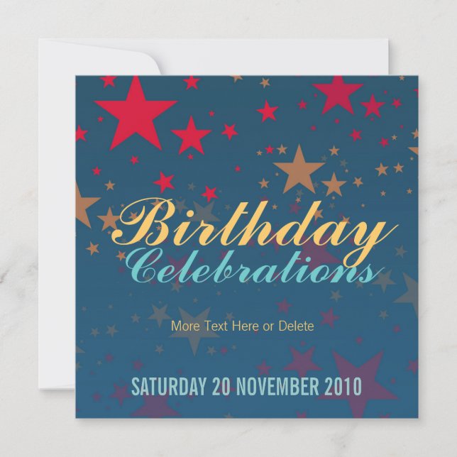 Stars Firande Party födelsedagsinbjudan Inbjudningar (Framsida)