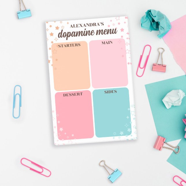 Stars Flares Rosa Blue Dopamin Menu Post-it Block (Skapare uppladdad)