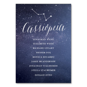 Stars Galaxy Bröllop-platskort Cassiopeia Bordsnummer