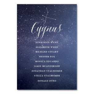 Stars Galaxy Bröllop-sätesdiagramkort Cygnus Bordsnummer