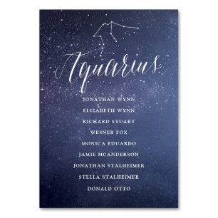 Stars Galaxy Bröllop, sittplatskort Aquarius Bordsnummer