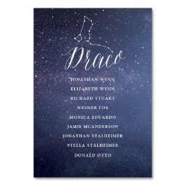 Stars Galaxy Bröllop, sittplatskort Draco Bordsnummer