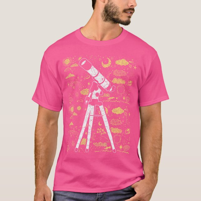Stars Galaxy Telescope Universe Måne Planets Astro T Shirt (Framsida)