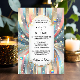 Stars Glam Bright Pastel Ombre Glitter Bröllop Inbjudningar