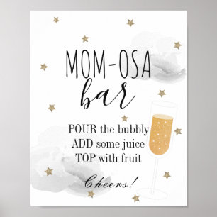 Stars & Grått Clouds Baby Shower Mamma-osa Pub Poster