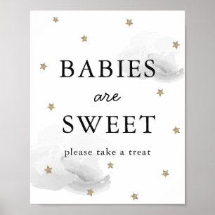 Stars & Grått Clouds Baby Shower Sweet Treat Sign Poster