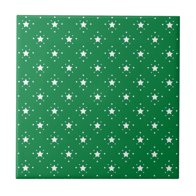 Stars Green Christmas Background Kakelplatta (Framsidan)
