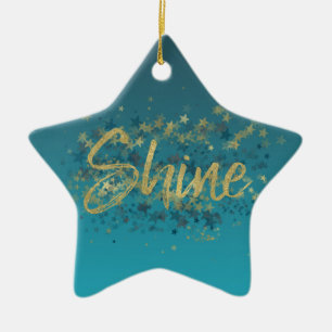 Stars Guld Blue Shine Julgransprydnad Keramik