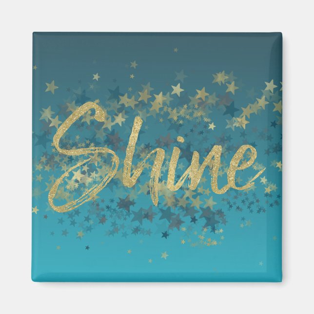 Stars Guld Blue Shine Magnet (Framsidan)