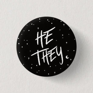 Stars Han/de Pronounouns 3 cm Round Badge Knapp