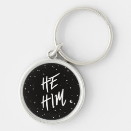 Stars han Pronoun Keychain Rund Silverfärgad Nyckelring