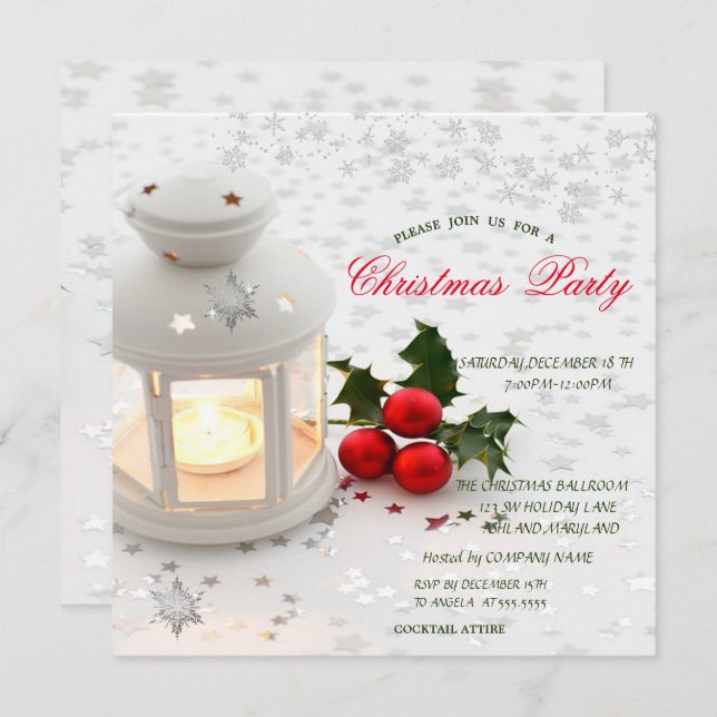 Stars Helgdag jul Corporate Party Inbjudningar (Fram/baksida)