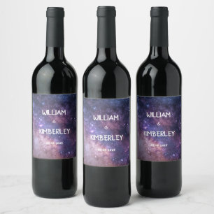 Stars Himlar Galaxy Nebula Space Cosmos Bröllop Vinflaska Etikett