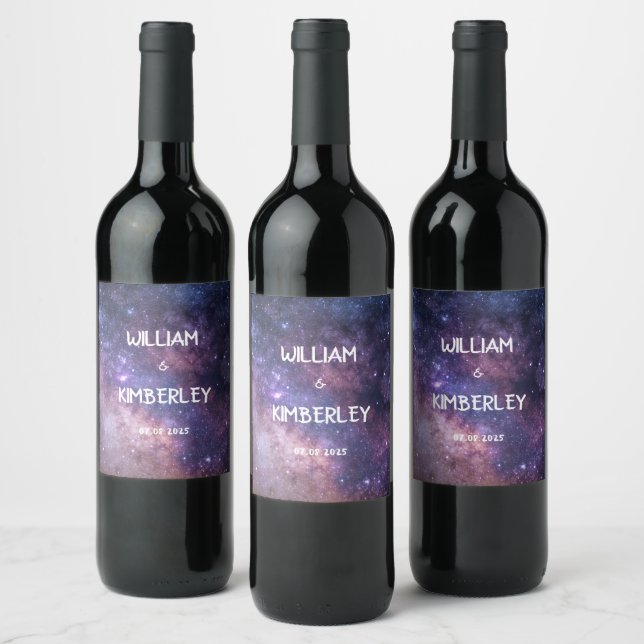 Stars Himlar Galaxy Nebula Space Cosmos Bröllop Vinflaska Etikett (Flaskor)