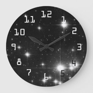 Stars i Deep Space Black and White Stor Klocka
