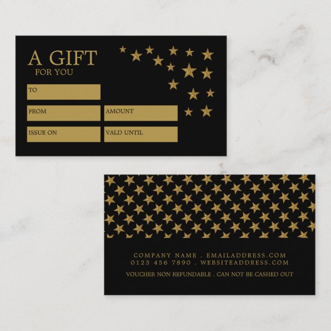 Stars i guld Glitter, gipsintyg Visitkort (Fram/baksida)