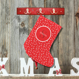 Stars i rött och vitt med Monogram och Namn Liten Julstrumpa