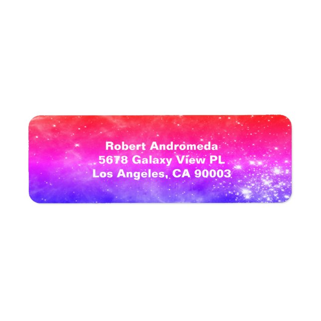 Stars i Tarantula Nebula Rosa Lila Blue Adress Returadress Etikett (Framsidan)