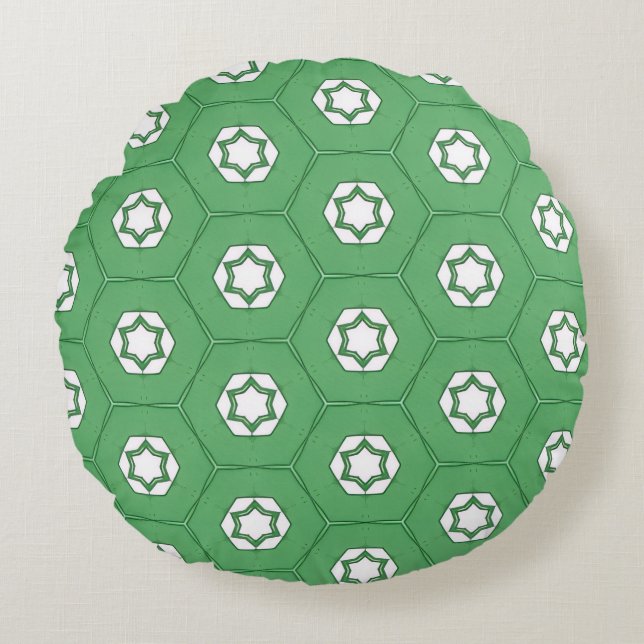 Stars in a honeycomb mint green circular pillow rund kudde (Framsidan)