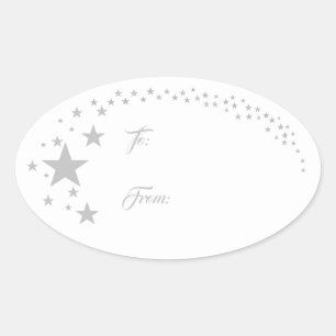Stars jul Helgdag Gift Märkre Sticker Ovalt Klistermärke