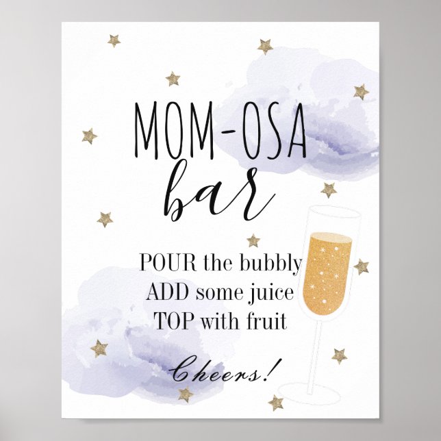 Stars & Lavender Clouds Baby Shower Mamma-osa Pub Poster (Framsidan)