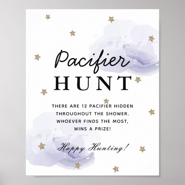 Stars & Lavender Clouds Baby Shower Nappar Hunt Poster (Framsidan)