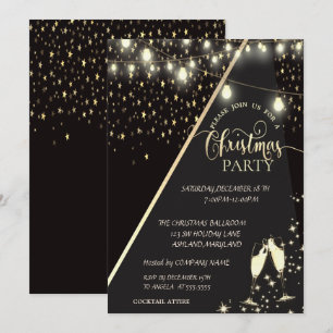 Stars,Lights,Wine Glass Companys julfest Inbjudningar