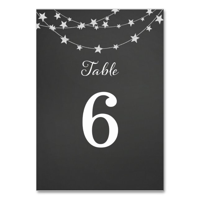 Stars Ljus String Bröllop Bordsnummer Card (Framsidan)