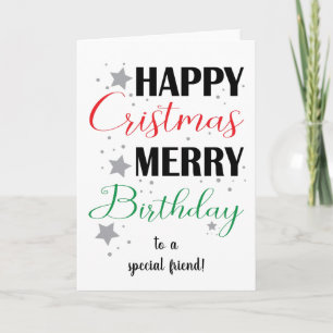 Stars Lycklig jul - Merry Birthday Kort
