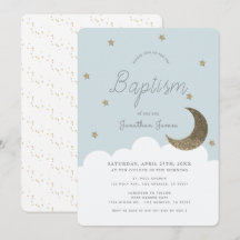 Stars & Måne Baby blue Boy Baptism