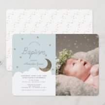 Stars & Måne Baby blue Boy Photo Baptism