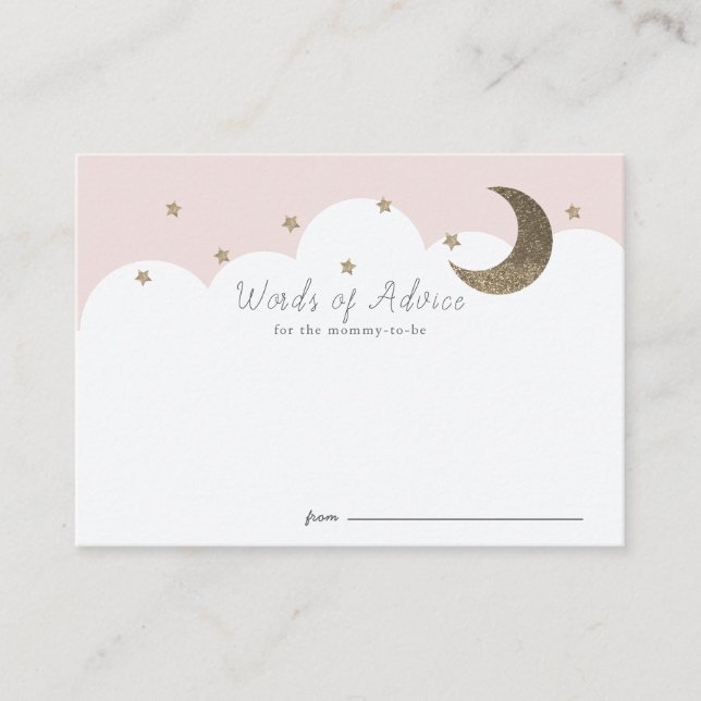 Stars Måne & Clouds Rosa Baby Shower Adapter Tilläggskort (Framsida)