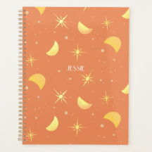 Stars & Måne Fuzzy Peach Custom Name/Text Planner