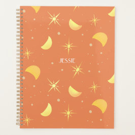 Stars & Måne Fuzzy Peach Custom Name/Text Planner