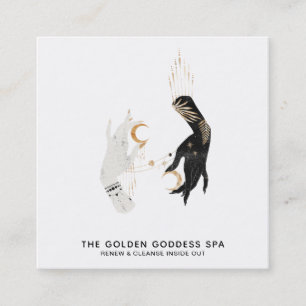 *~* Stars Måne Mystic Händer Guld Handflatan Lövs Fyrkantigt Visitkort