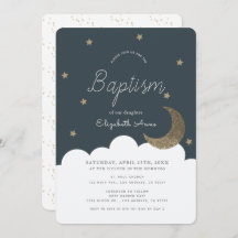 Stars & Måne Navy Blue Boy Baptism