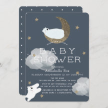 Stars & Måne Polar Bears Navy Baby Shower