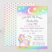 Stars & Måne Rainbow Himlar Magic Unicorn Birthday