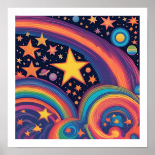 Stars Måne & Rainbows Poster