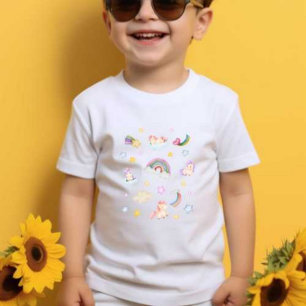 Stars, måne, regnbåge, docka, moln Skriv ut Baby T Shirt