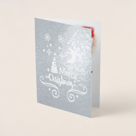 Stars, Måne, Snöflingor, jul, Silver, ZSSG Folierat Kort