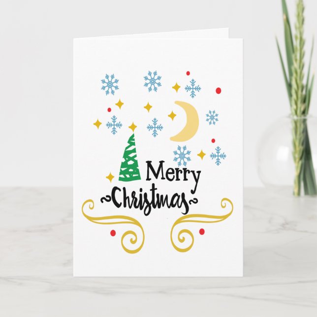 Stars, Måne, Snöflingor och God jul, ZSSG Helgkort (Framsida)