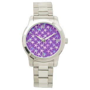 Stars med latinska textilier, lavender på Lila Armbandsur