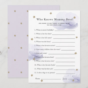 Stars & moln som känner Mamma Shower Game Lavender Inbjudningar