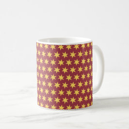 Stars Mönster Trending Färg Maroon Guld Kaffemugg