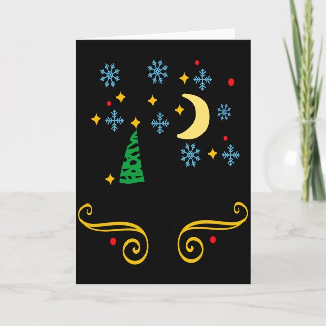 Stars Moon Snowflakes And Merry Christmas Kids  Kort (Framsida)