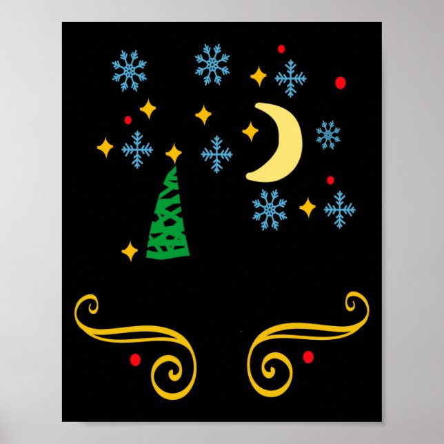 Stars Moon Snowflakes And Merry Christmas Kids  Poster (Framsidan)