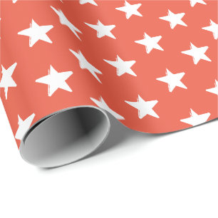 Stars mörk orange och vit mönster-gåva presentpapper