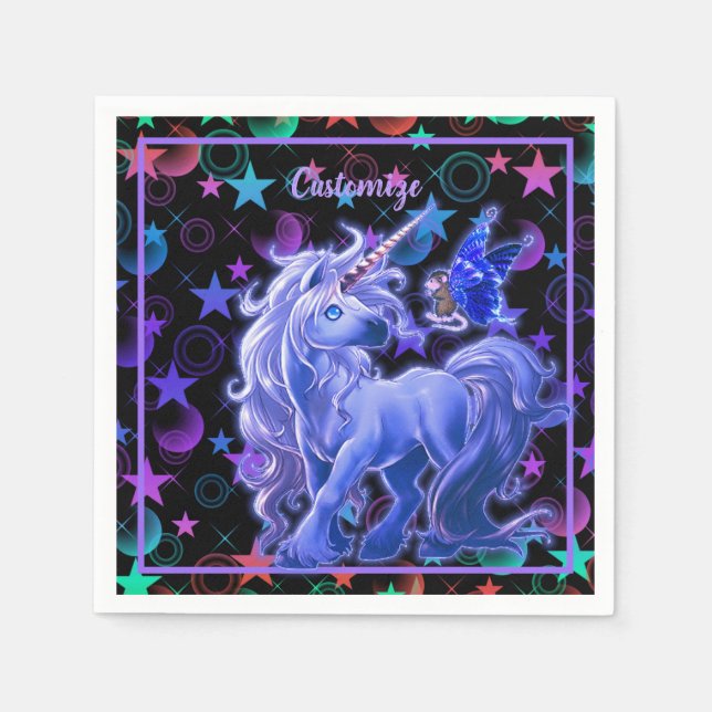 Stars 'n Saker Blue Unicorn Pappersservett (Framsidan)
