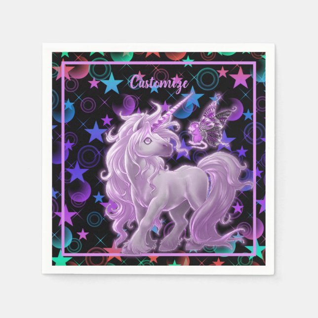 Stars 'n Saker Rosa Unicorn Pappersservett (Framsidan)